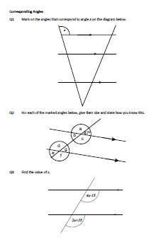 Problems involving Corresponding Angles